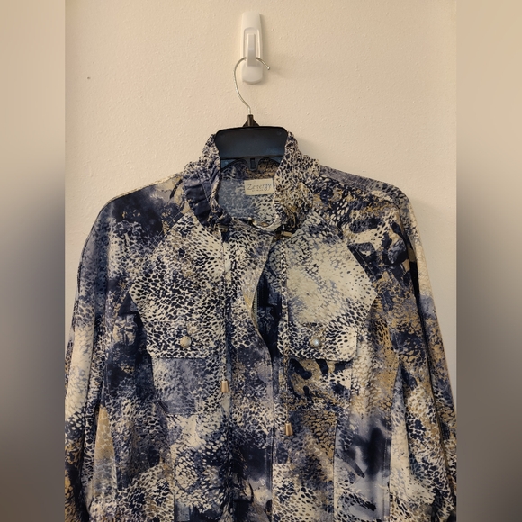 Zenergy by Chico’s Size 2 Purple Gold Ivory Full Zip Jacket - Picture 4 of 14